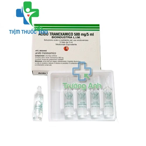 Acido Tranexamico 500mg/5ml Bioindustria - Hỗ trợ phòng và điều trị chảy máu phẫu thuật  