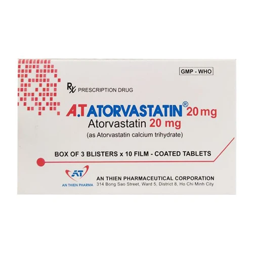A.T Atorvastatin 20mg - Thuốc hạ mỡ máu hiệu quả