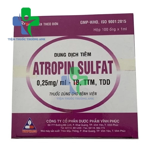 Atropin sulfat 0.25mg/1ml - Thuốc điều trị co thắt cơ trơn hệ tiêu hóa