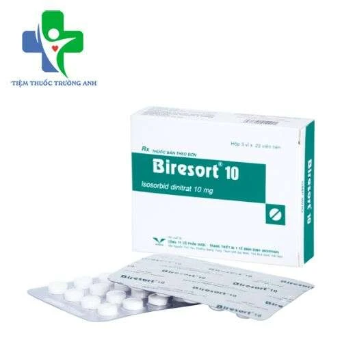 Biresort 10 Bidiphar - Điều trị cơn đau thắt ngực và suy tim xung huyết