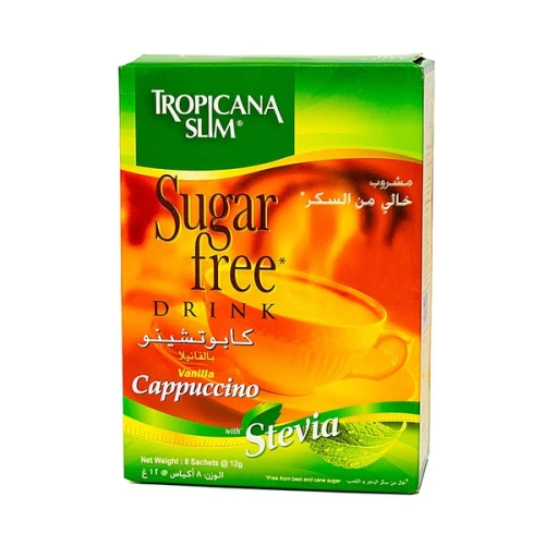 Cà Phê Ăn Kiêng Cappuccino Vanilla Stevia Tropicana Slim Sugar Free 8 Gói X 12G