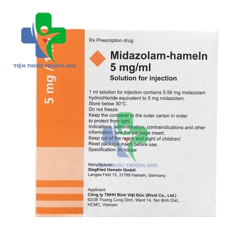 Midazolam - hameln 5mg/ml - Thuốc an thần hiệu quả của Đức