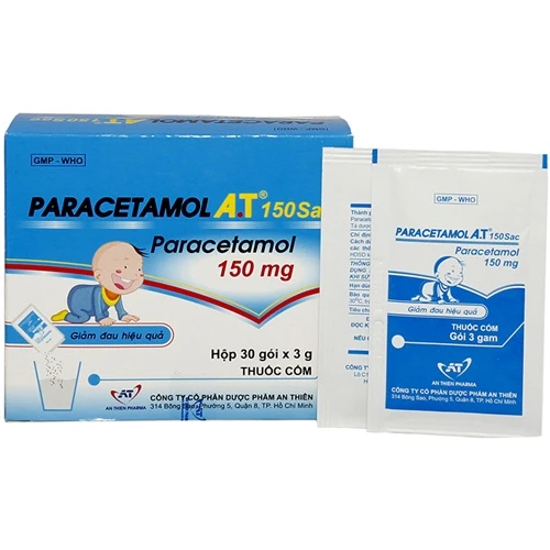 Paracetamol A.T 150 sac - Thuốc cốm giảm đau, hạ sốt hiệu quả