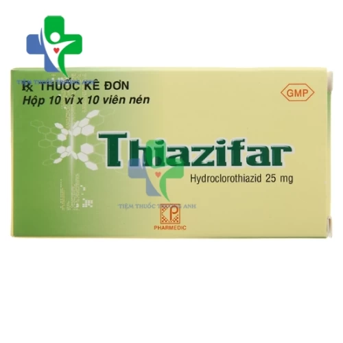 Thiazifar 25mg Pharmedic - Điều trị cao huyết áp, phù do suy tim